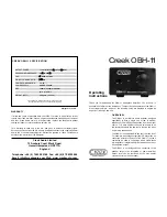 Preview for 1 page of Creek Audio OBH-11 Operating Instructions