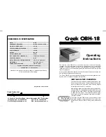 Creek Audio OBH-18 Operating Instructions preview