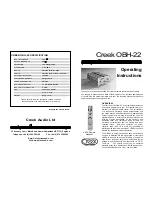 Preview for 1 page of Creek Audio OBH-22 Operating Instructions