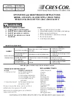 Preview for 2 page of Cres Cor H-339-127-LJ Operating And Maintenance Instructions