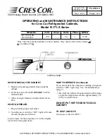 Cres Cor R-171-S Series Operating And Maintenance Instructions предпросмотр