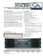 Crest Audio CA12 Specifications preview