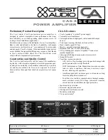 Crest Audio CA6-X Specification Sheet preview