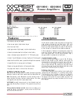 Crest Audio CD1000 - Datasheet preview