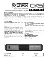 Preview for 1 page of Crest Audio CKS100 Specifications