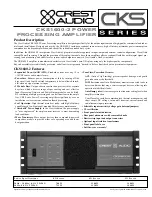 Preview for 1 page of Crest Audio CKS1600-2 Specifications