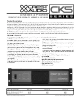 Preview for 1 page of Crest Audio CKS800-2 Specifications