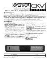 Preview for 1 page of Crest Audio CKV100 Specifications