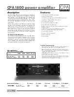 Preview for 1 page of Crest Audio CPA1800 Specifications