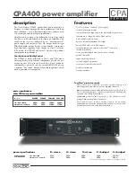 Crest Audio CPA400 Specifications preview