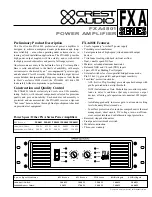 Crest Audio FXA4801 Specifications preview