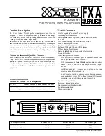 Предварительный просмотр 1 страницы Crest Audio FXA601 Specifications