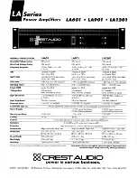 Предварительный просмотр 2 страницы Crest Audio LA 1201 Specifications