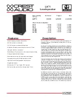 Preview for 1 page of Crest Audio LH1 LOUDSPEAKER Specifications