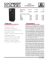 Preview for 1 page of Crest Audio LH2 LOUDSPEAKER Specifications