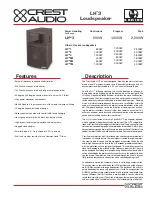 Предварительный просмотр 1 страницы Crest Audio LH3 LOUDSPEAKER Specifications