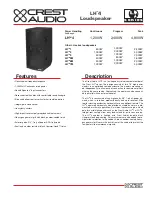 Preview for 1 page of Crest Audio LH4 LOUDSPEAKER Specifications