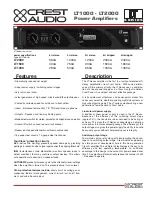 Preview for 1 page of Crest Audio LT1000 Specifications