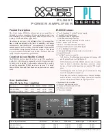 Preview for 1 page of Crest Audio PL8001, PL9001 Specifications