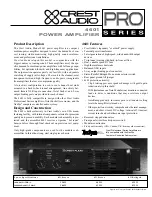 Preview for 1 page of Crest Audio PRO SERIES 4601 Specifications