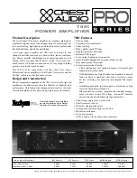 Preview for 1 page of Crest Audio PRO SERIES 7001 Specifications