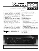 Preview for 1 page of Crest Audio PRO SERIES 7301 Specifications