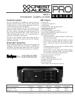 Crest Audio PRO SERIES 8001 Specifications preview