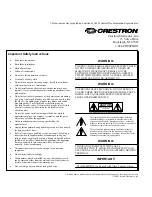 Предварительный просмотр 2 страницы Crestron 8x8 DigitalMedia DM-MD8X8 Operation Manual