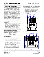 Crestron CLT-1FAN4 Installation Manual preview