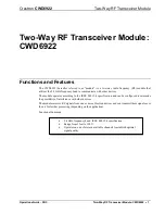 Preview for 5 page of Crestron CWD6922 Operation Manual