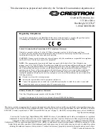 Preview for 2 page of Crestron DigitalMedia Room Controller DM-RMC-100 Operations & Installation Manual