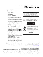 Предварительный просмотр 2 страницы Crestron DM-RMC-200-S Operations & Installation Manual