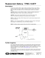 Предварительный просмотр 1 страницы Crestron TPMC-10-BTP Replacement Manual