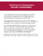 Preview for 2 page of Cricket CROSSWAVE EC5805 Quick Start Manual