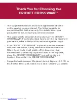 Preview for 2 page of Cricket Crosswave Getting To Know Manual