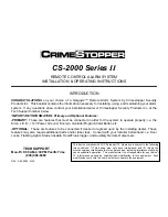 Preview for 1 page of CrimeStopper CS-2000 Installation & Operating Instructions Manual