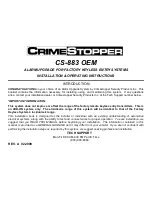 Предварительный просмотр 1 страницы CrimeStopper CS-883 OEM Installation And Operating Instructions Manual