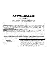 Preview for 1 page of CrimeStopper OnGuard CS-2200WST Installation And Operating Instructions Manual