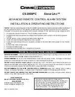 CrimeStopper SecurLinc CS-2008PC Installation & Operating Instructions Manual preview