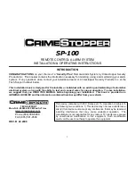 CrimeStopper SP-100 Installation And Operating Instructions Manual preview