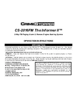 CrimeStopper The Informer II CS-2016FM Operation Instructions Manual preview