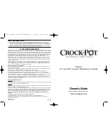 Предварительный просмотр 1 страницы Crock-Pot SCR151 CLASSIC Owner'S Manual