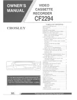 Crosley CF2294 Owner'S Manual preview