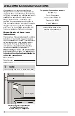 Предварительный просмотр 2 страницы Crosley CRTEH182TW0 Use & Care Manual