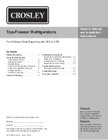 Preview for 1 page of Crosley XRE Owner'S Manual And Installation Instructions