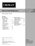 Preview for 1 page of Crosley XSS23G Owner'S Manual And Installation Instructions