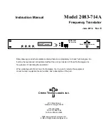 Preview for 1 page of Cross Technologies 2083-714A Instruction Manual