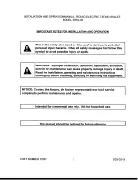 Предварительный просмотр 3 страницы Crown Food Service Equipment ETRS-35 Installation And Operation Manual