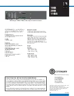 Предварительный просмотр 2 страницы Crown 1160A Specification Sheet