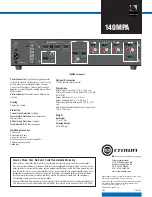 Предварительный просмотр 2 страницы Crown 140MPA Specifications